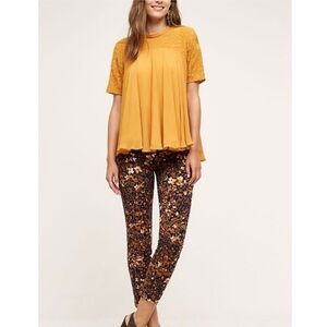 Anthropologie | The Essential Slim Floral Boho Eclectic Cropped Pants Size 2